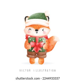 Christmas fox, Christmas vector illustration