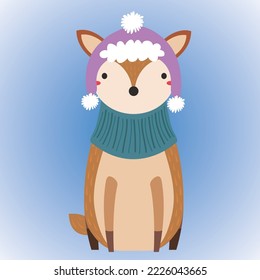 zorro navideño en ropa de invierno