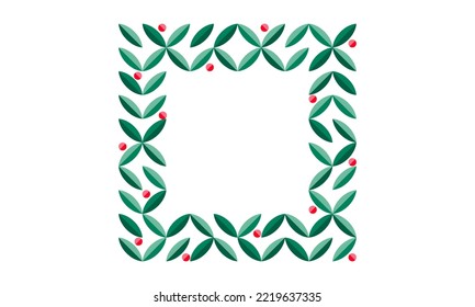 Christmas frame abstract geometric vector illustration Christmas green ornament for web mobile post cards	
