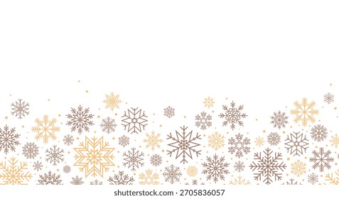 Fondo del marco de la Navidad con los copos de nieve que caen. Ilustración vectorial  