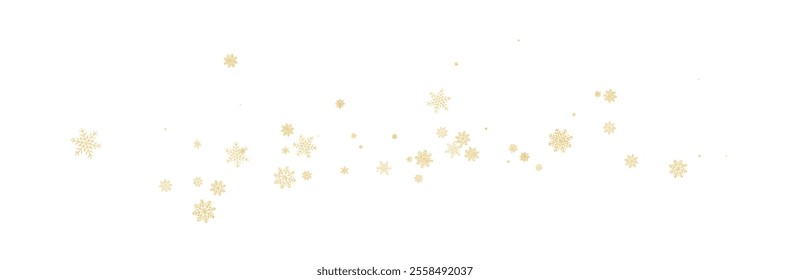 Christmas frame, banner with gold glittery snowflakes. PNG background.	