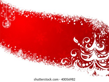 Christmas Frame with baubles and Tree, element for design, vector illustration