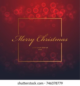 Christmas frame with bokeh over dark background