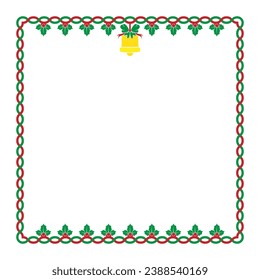 Marco de Navidad y borde con berry y campana en rojo y verde. Vector editable