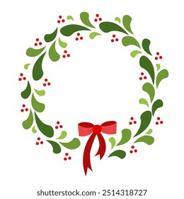Christmas frame with bows and red berries