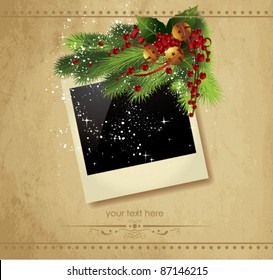 Christmas frame with christmas branch