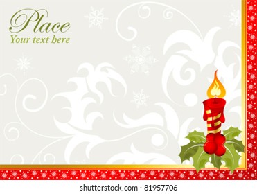 Christmas Frame with candle, element for design, vector illustration