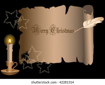 Christmas frame with candle - vector illustration