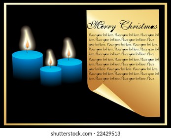 christmas frame with candles and paper
