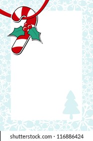 christmas frame with candy cane and white background for your message, usable for dear santa letter
