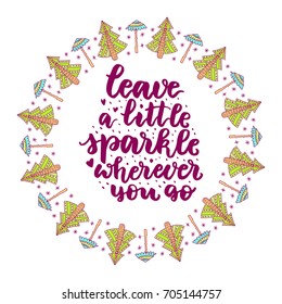 A Christmas frame for congratulations with christmas trees and snowflakes. Always jingle all the way. Beautiful design for decorating postcards and posters.