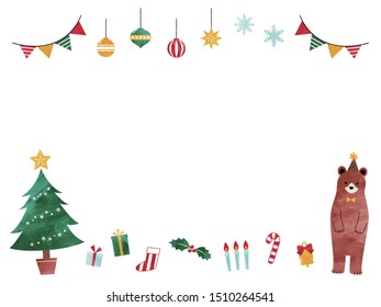 Christmas frame with cute bear