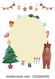 Christmas frame with cute bear