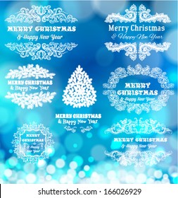 Christmas frame decoration - on a winter abstract snow background
