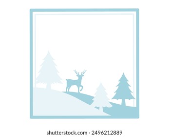 Christmas Frame Deer Tree Background