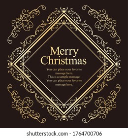 Christmas frame design. Snow crystal motif.