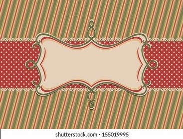 Christmas frame with dotted tape. Retro style. Vector illustration.