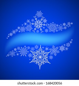 Christmas frame with drawn snowflakes lines around blank space