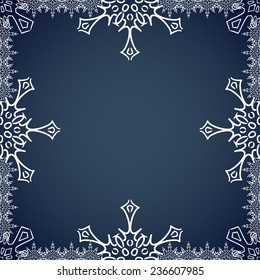 Christmas frame with drawn snowflakes on the edges