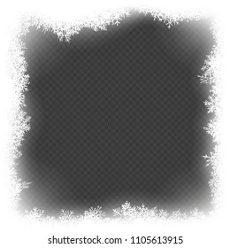 Christmas frame effect with white glowing light and snowflakes. EPS 10