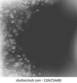 Christmas frame effect with white glowing light and snowflakes. EPS 10