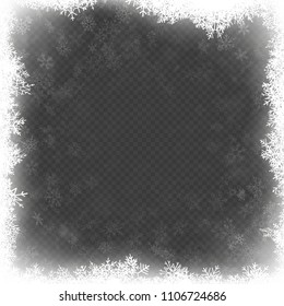 Christmas frame effect with white glowing light and snowflakes. EPS 10