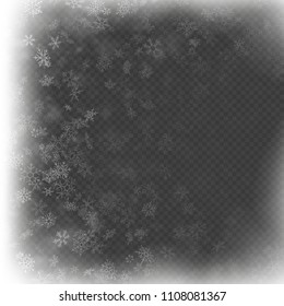 Christmas frame effect with white glowing light and snowflakes. EPS 10