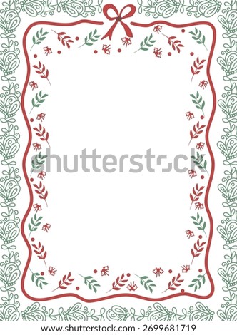 Christmas frame. festive theme. repeated leaves floral style. for decoration, photo frame, card, poster. Christmas border.