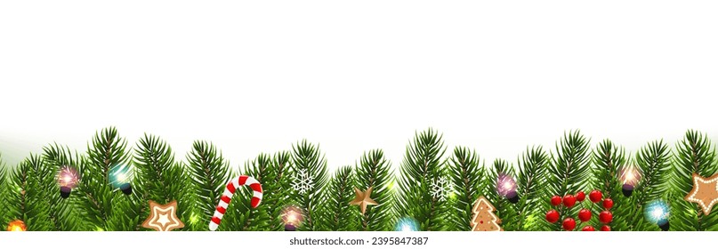 Christmas Frame With Fir Tree White Background With Gradient Mesh, Vector Illustration
