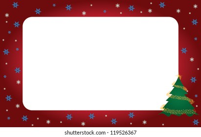 Christmas frame. Flakes, stars and Christmas tree