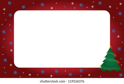 Christmas frame. Flakes, stars and Christmas tree