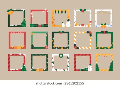 Ilustración de diseño plano del marco de Navidad