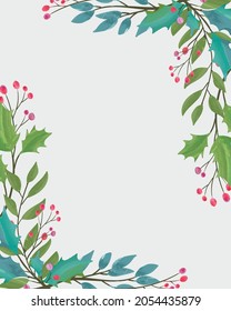 Christmas frame with flora ornament with water color
