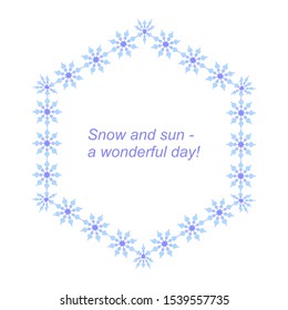 Christmas frame in the form of snowflakes with text inside. vector