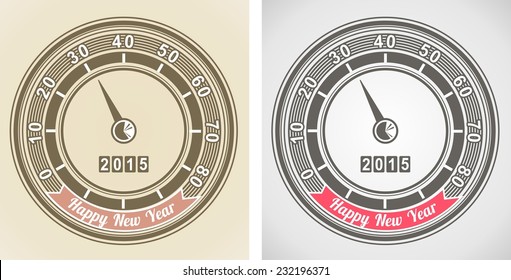 Christmas frame in the form of a speedometer of the car where the speed is accelerated, with the inscription holiday