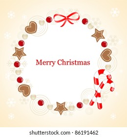 Christmas frame with gingerbread cookie