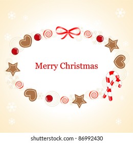 Christmas frame with gingerbread cookie