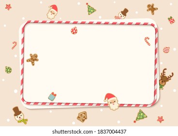 Christmas frame with gingerbread cookies