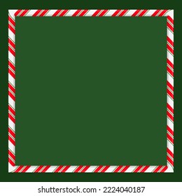 christmas frame green background with candy cane