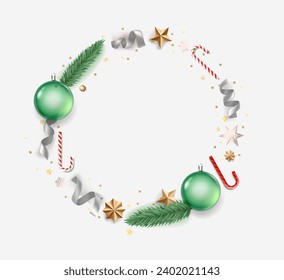 Christmas frame for greetings. 3d vector illustration