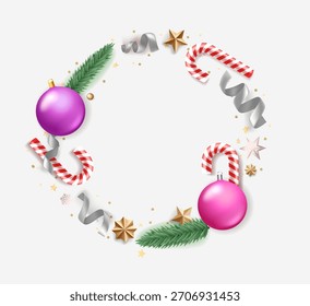 Christmas frame for greetings. 3d vector illustration