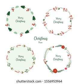 Christmas frame hand drawn vector illustration set.