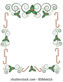 Christmas frame with holly and candy