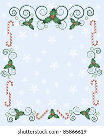 Christmas frame with holly and candy