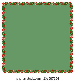 Christmas Frame With Holly Decoration. Colorful design. Vector illustration. 