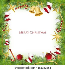 Christmas Frame With Holly Decoration. Vector illustration