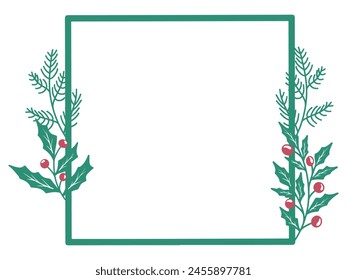 Christmas Frame Holly Tree Background
