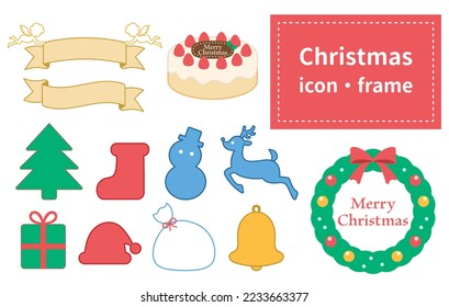 Christmas frame icon illustration set