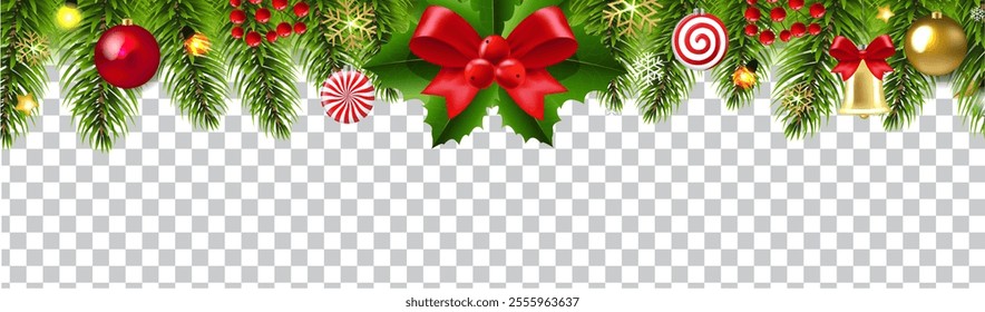 Christmas Frame Isolated And Transparent Background, Vector Illustration