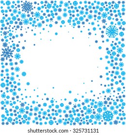 Christmas frame made of snowflakes
